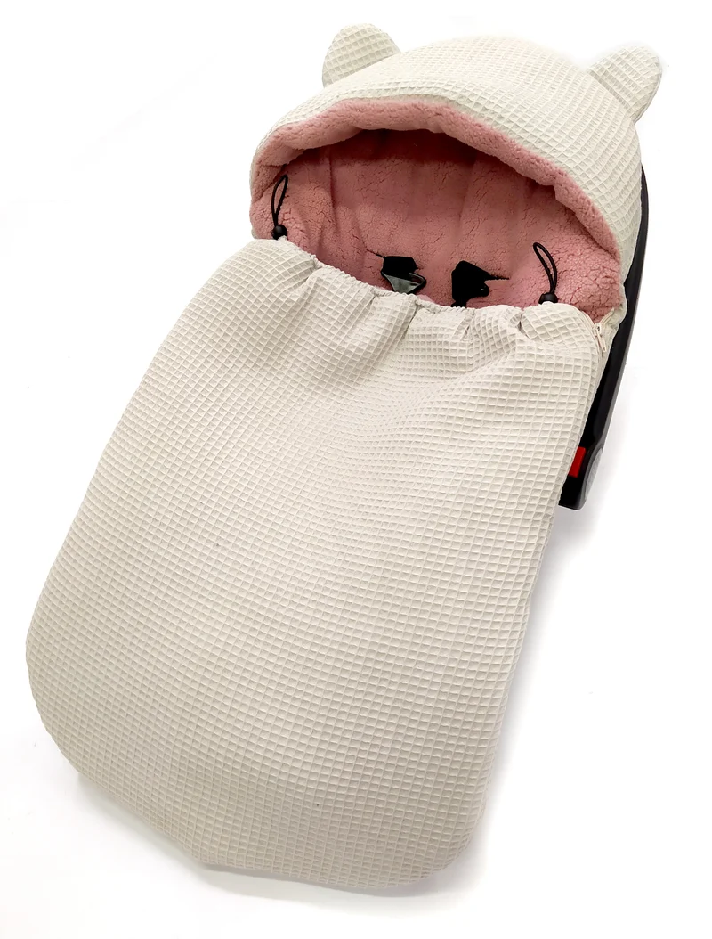 3-in-1 swaddle for car seat, baby carrier, gondola, winter | Sand+DIrty pink
