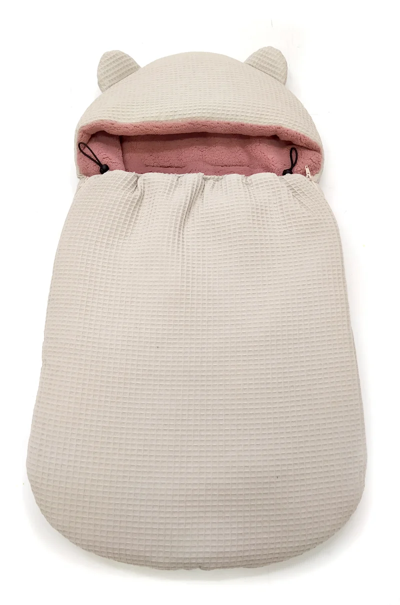 3-in-1 swaddle for car seat, baby carrier, gondola, winter | Sand+DIrty pink