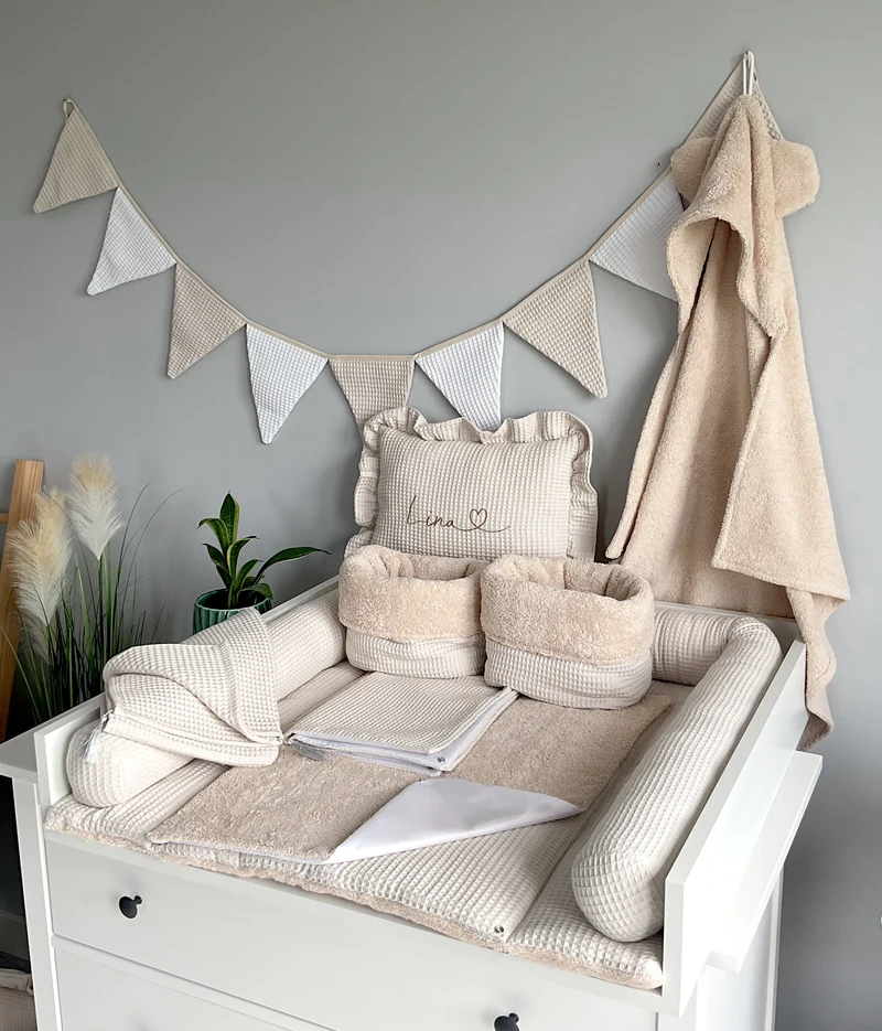 Changing mat with snaps | Beige Frotte