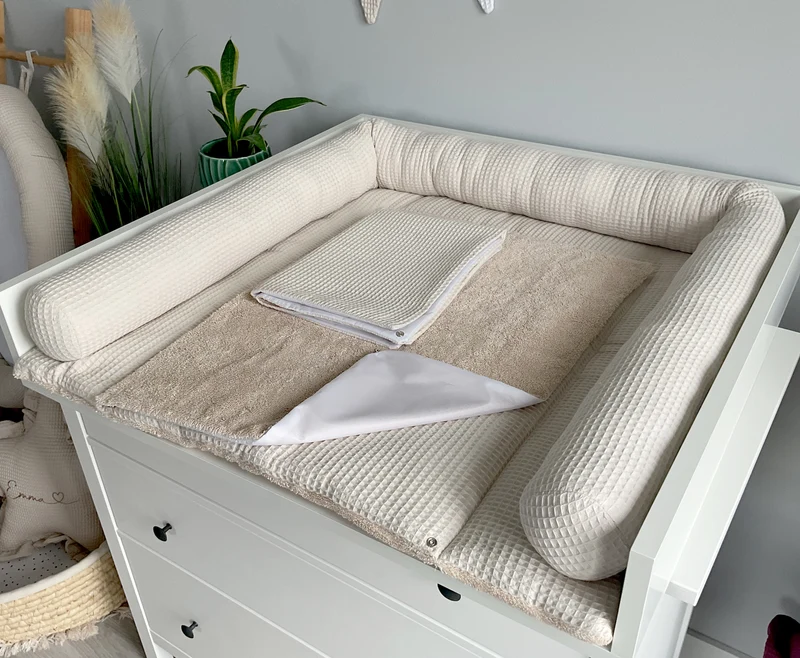 Changing mat with snaps | Beige Frotte