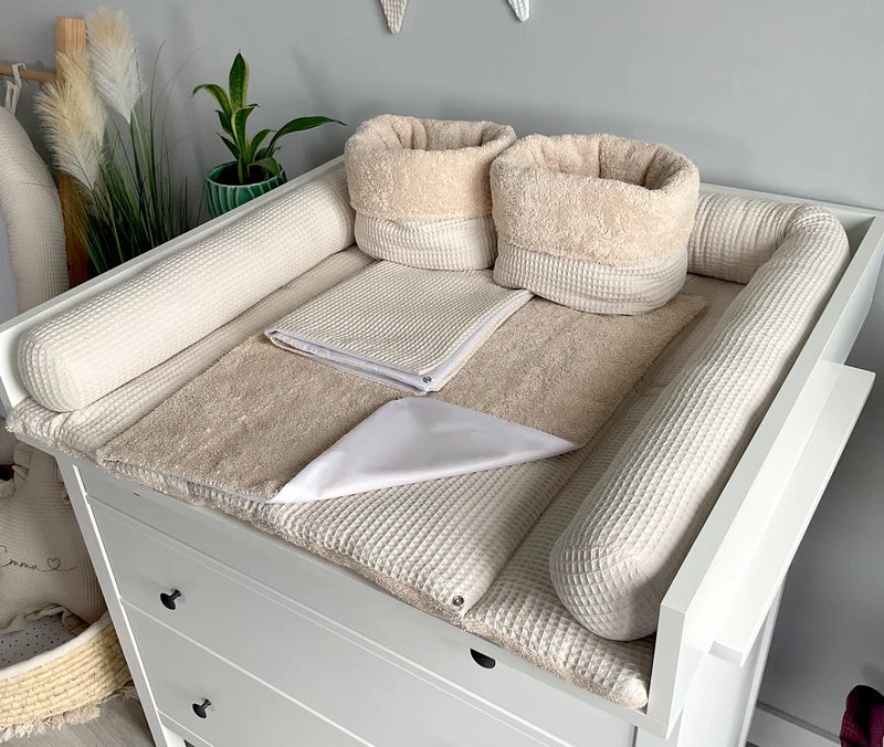 Changing mat with snaps | Beige Frotte