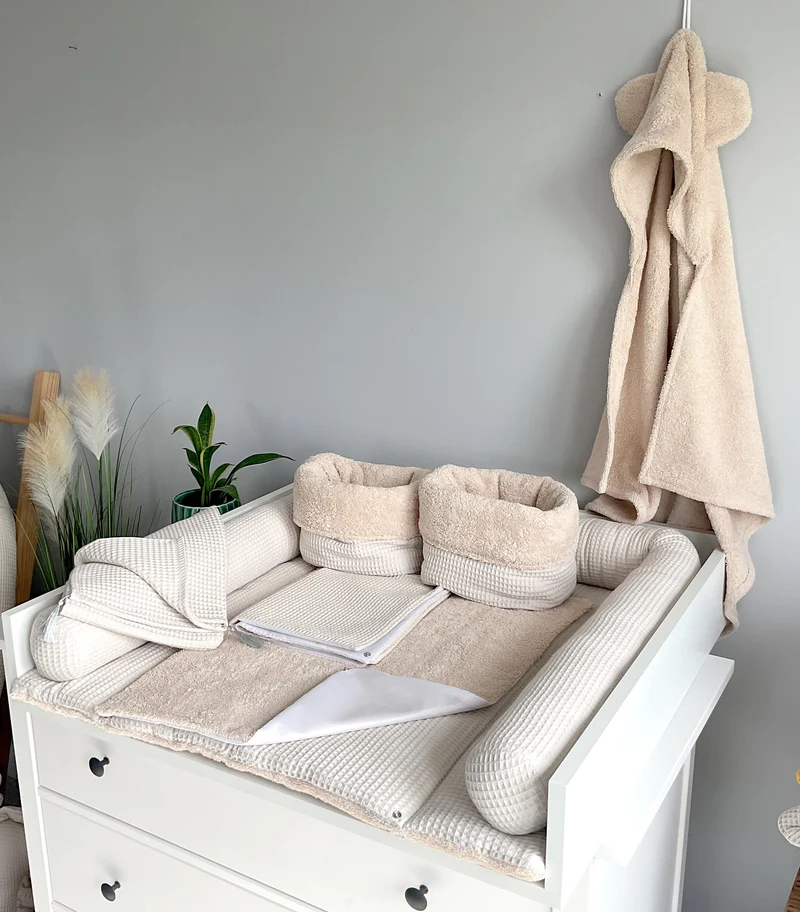 Changing mat with snaps | Beige Frotte