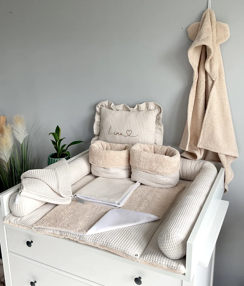 Changing mat with snaps | Beige Frotte