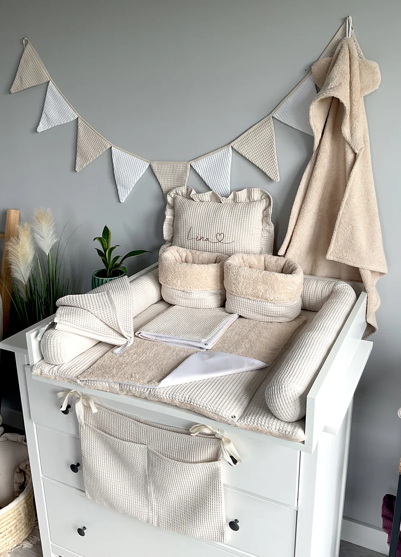 Changing mat with snaps | Beige Frotte