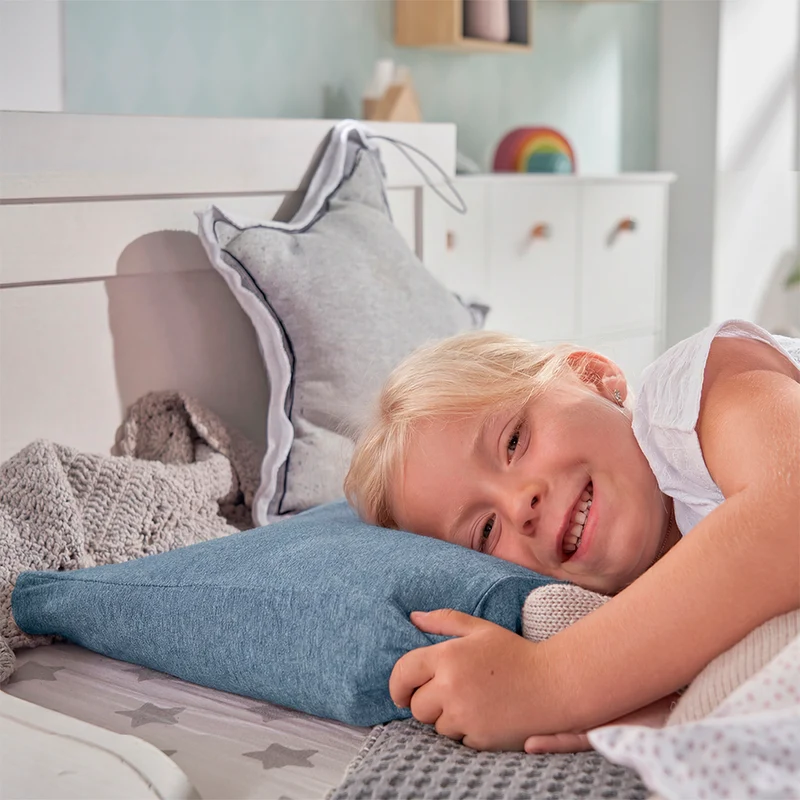 Theraline Kinderkopfkissen inkl. Bezug 'Bamboo Collection' Melange Blau-grau