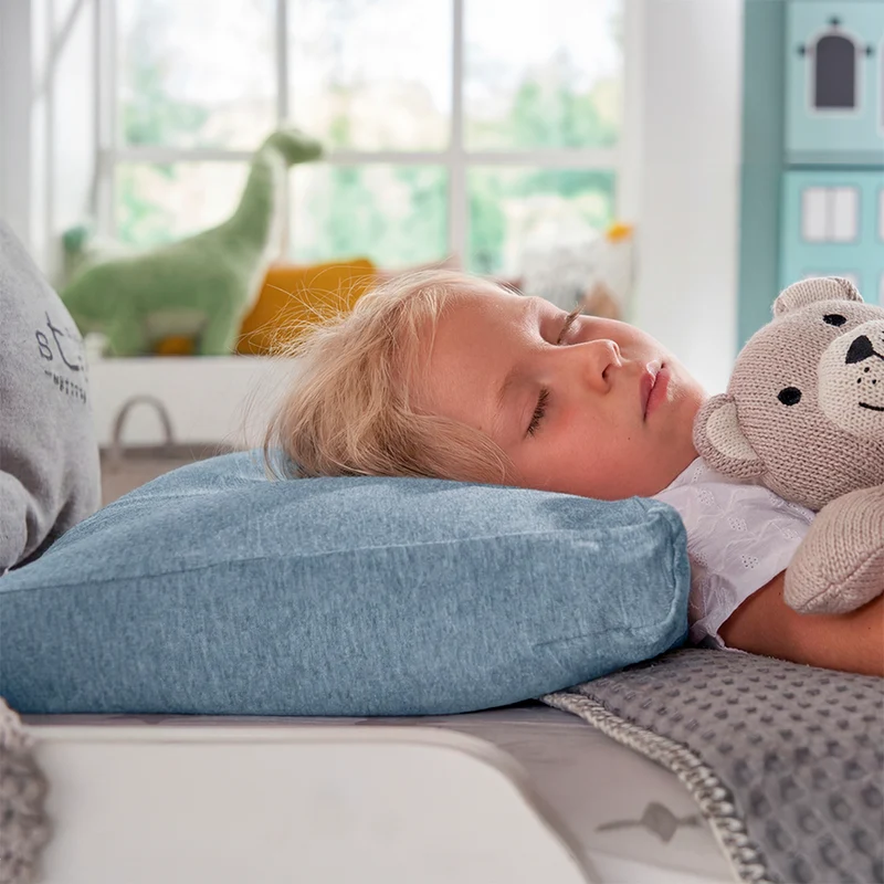 Theraline Kinderkopfkissen inkl. Bezug 'Bamboo Collection' Melange Blau-grau