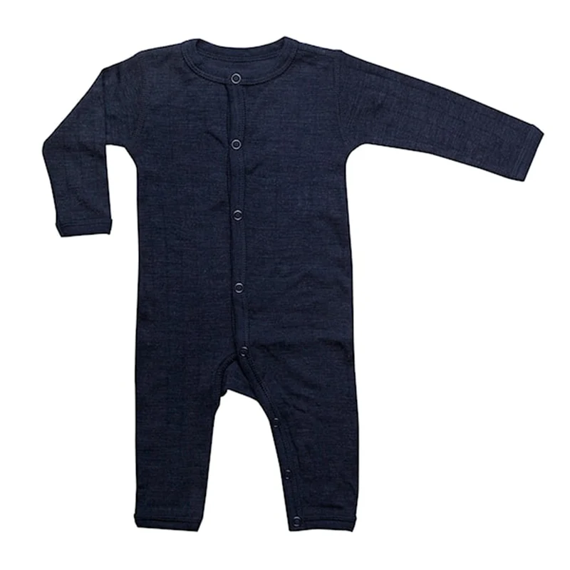 Joha Strampler Pyjama Merinowolle/Seide Navy
