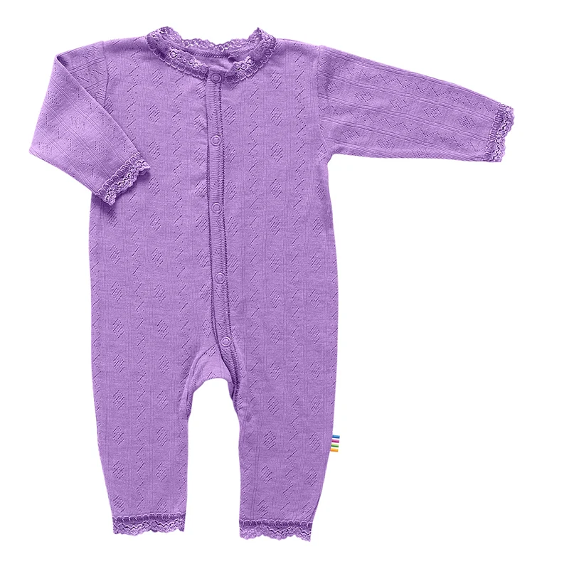 Joha Strampler Pyjama Merinowolle/Seide 'Basic' Purple