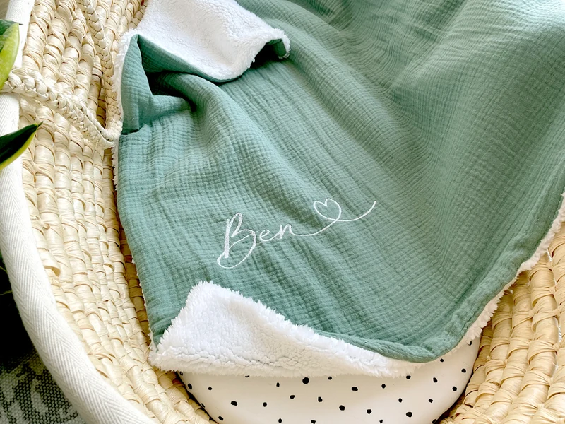 Winter baby blanket with name | organic cotton