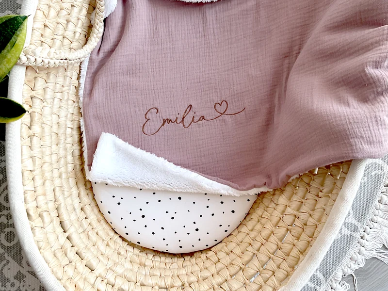 Winter baby blanket with name | organic cotton