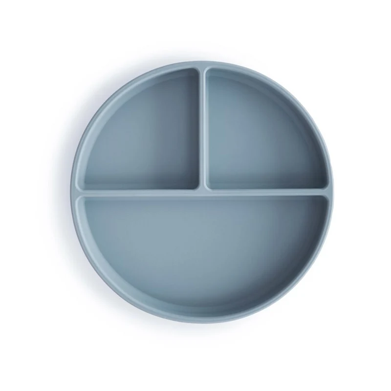 Mushie Silikon Teller mit Saugnapf Powder Blue