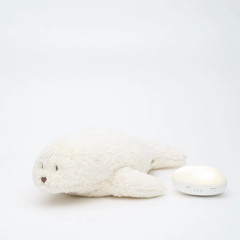 Moonie Kuscheltier Robbe mit Licht 'Organic Humming Seal' Polar