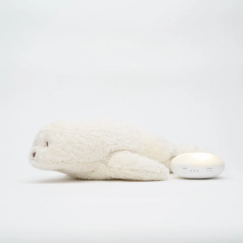 Moonie Kuscheltier Robbe mit Licht 'Organic Humming Seal' Polar