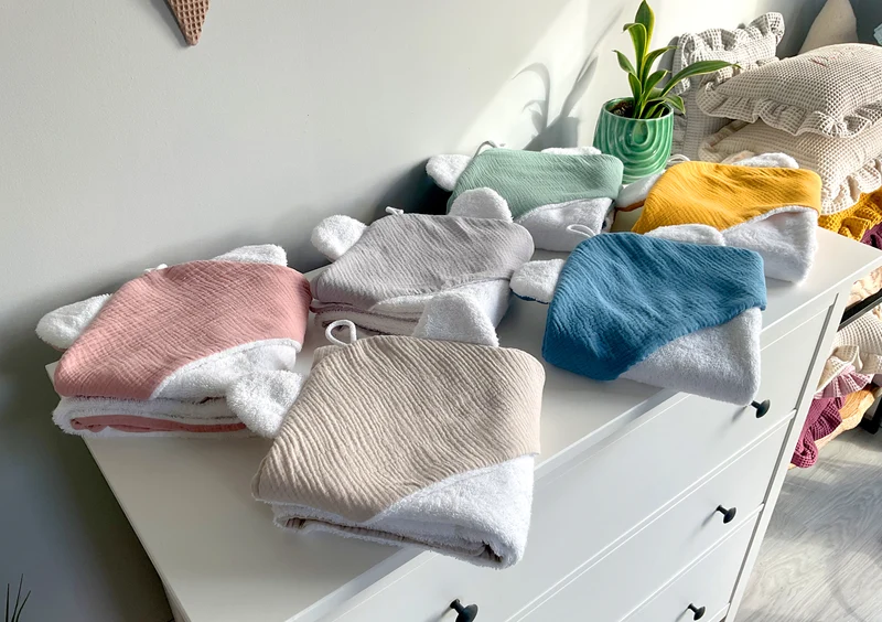 Soft baby towel with hood | Denim blue/jeans