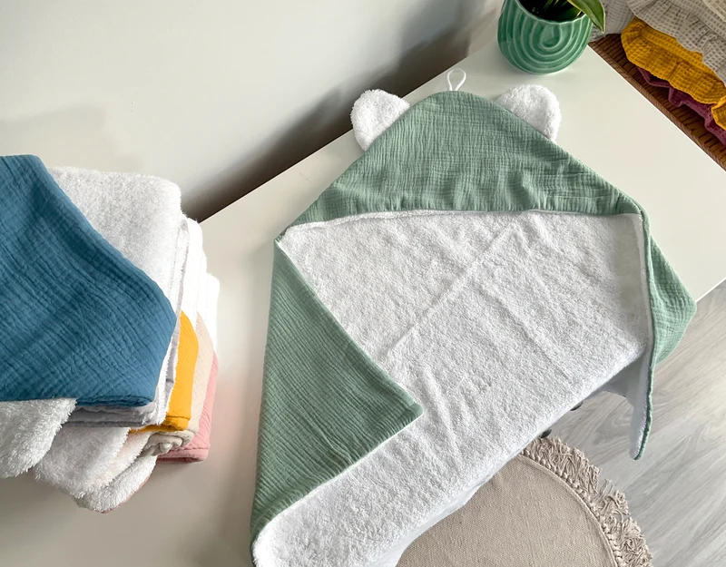 Soft baby towel with hood | Denim blue/jeans