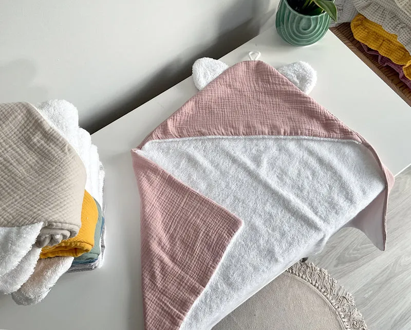 Soft baby towel with hood | Denim blue/jeans
