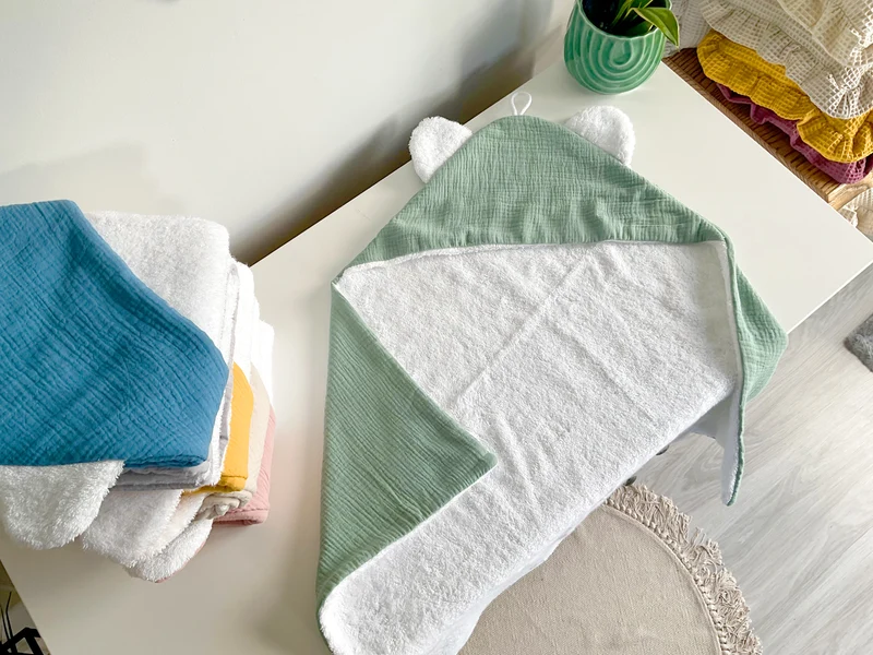 Soft baby towel with hood | Denim blue/jeans