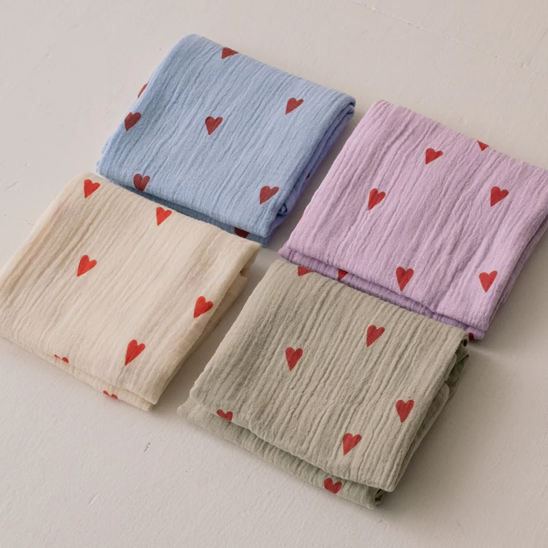 Studio Noos Mulltuch 'Hearts' 70 x 70 cm Green