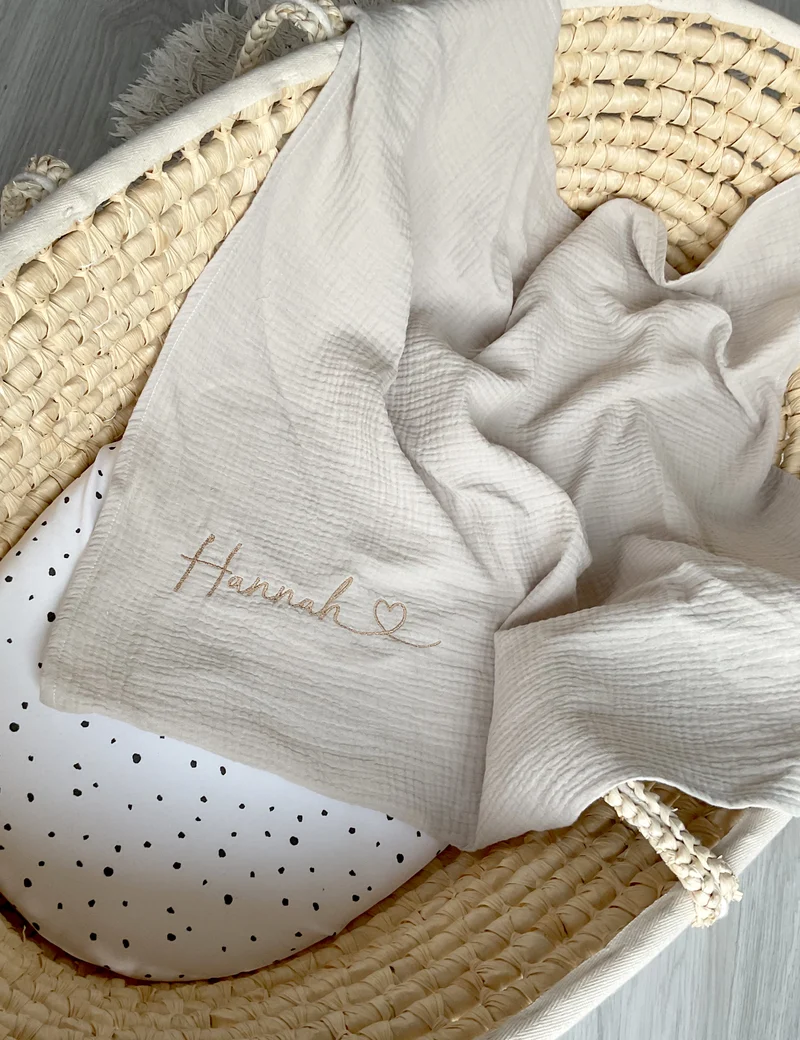 Muslin baby blanket with name | organic cotton | Summer blanket | Birthday gift | Baby storage gift