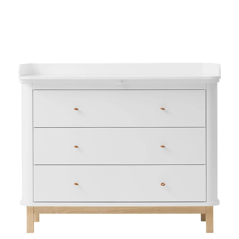 Oliver Furniture Wood Wickelkommode mit 3 Schubladen Weiss/Eiche