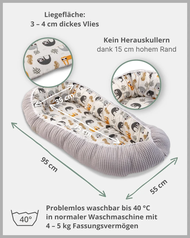 Babynest Grau Faultiere
