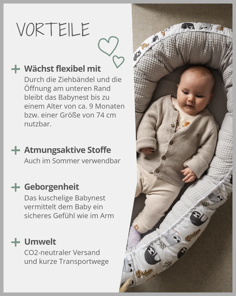 Babynest Grau Faultiere