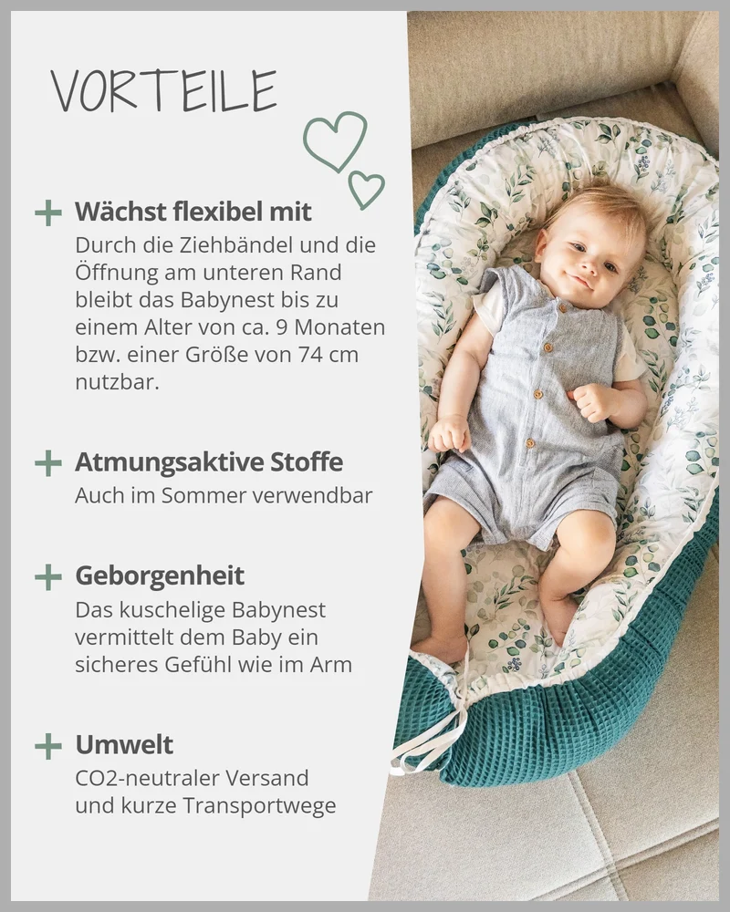 Babynest Eukalyptus Petrol