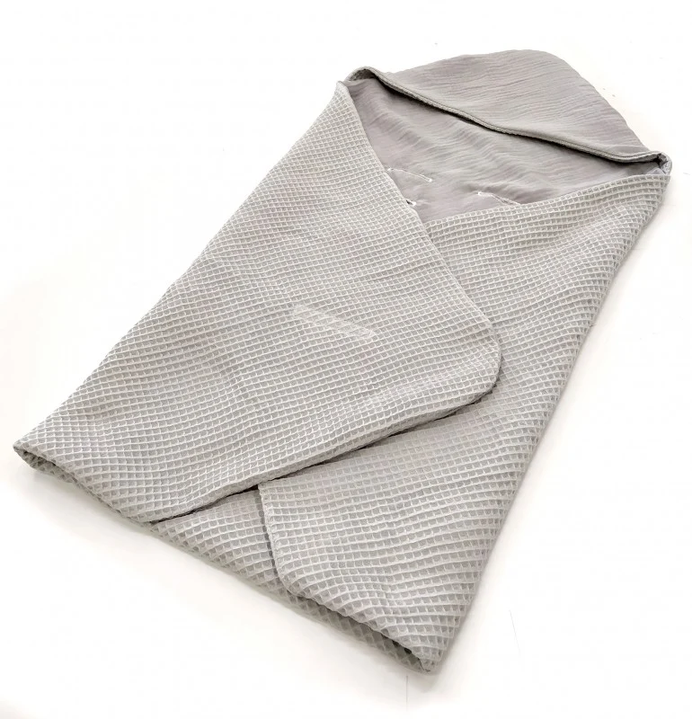 Summer baby car seat blanket | Waffle & muslin | Grey