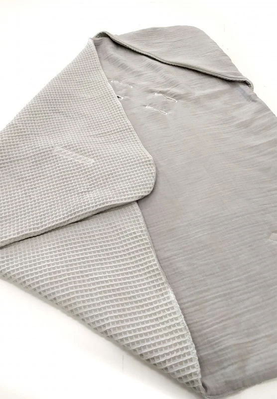 Summer baby car seat blanket | Waffle & muslin | Grey
