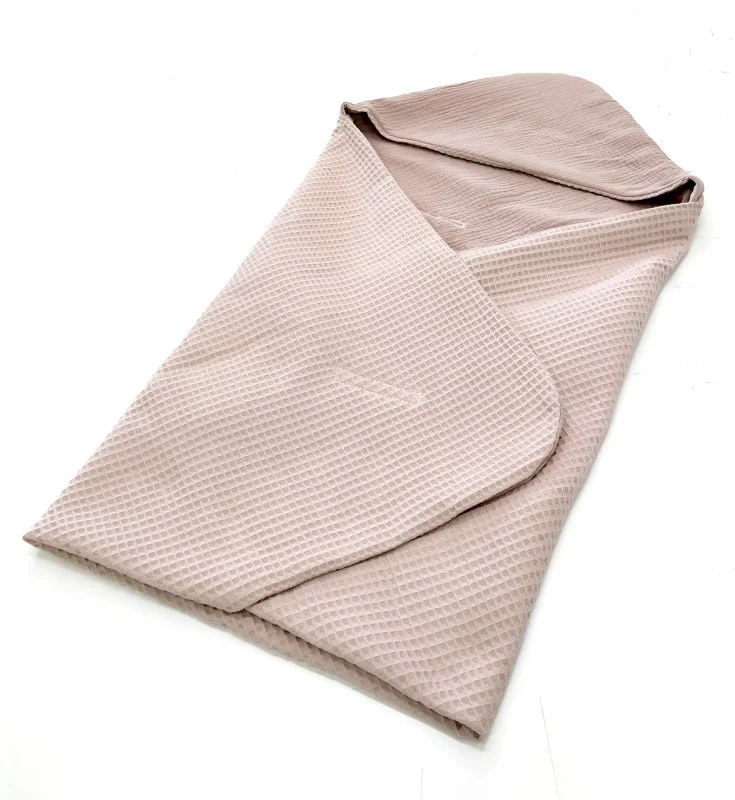 Summer baby car seat blanket | Waffle & muslin | Dirty pink