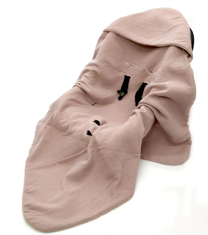Summer baby car seat blanket | Waffle & muslin | Dirty pink