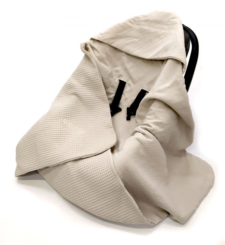 Summer baby car seat blanket | Waffle & muslin | Beige
