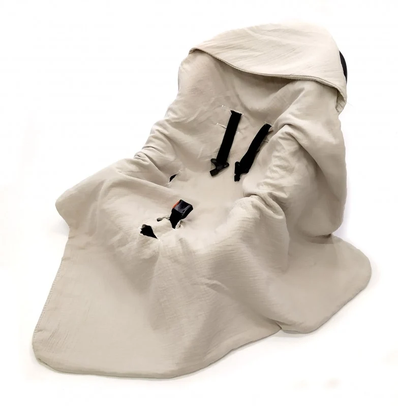 Summer baby car seat blanket | Waffle & muslin | Beige