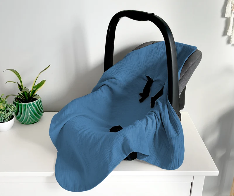 Muslin summer baby seat blanket | Denim