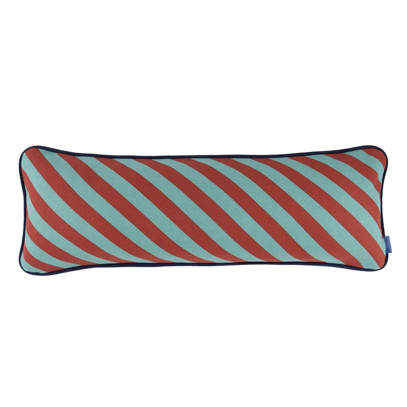 Nobodinoz Rechteckiges Kissen 'Ray' Red Teal Green Stripes