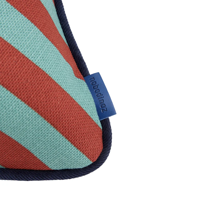 Nobodinoz Rechteckiges Kissen 'Ray' Red Teal Green Stripes