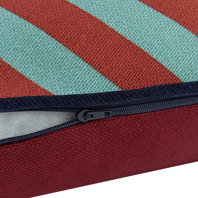 Nobodinoz Rechteckiges Kissen 'Ray' Red Teal Green Stripes