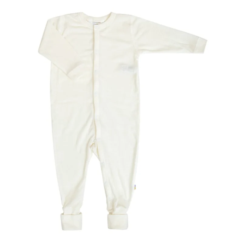 Joha Strampler Pyjama Merinowolle '2 in 1 Foot' Off White