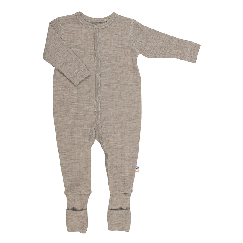 Joha Strampler Schlafanzug aus Merinowolle '2 in 1 Foot' Sesame Mel