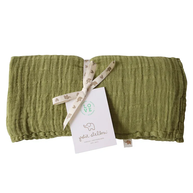 Petit Stellou Mulltuch Nooshi Blanket Olive