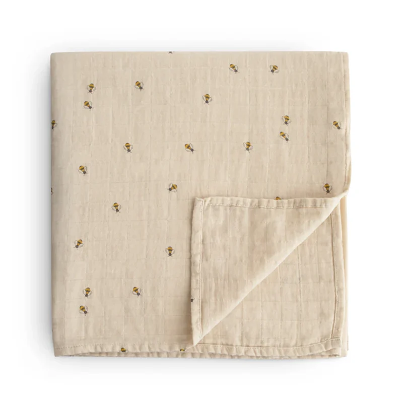 Mushie Musselin Swaddle Bees