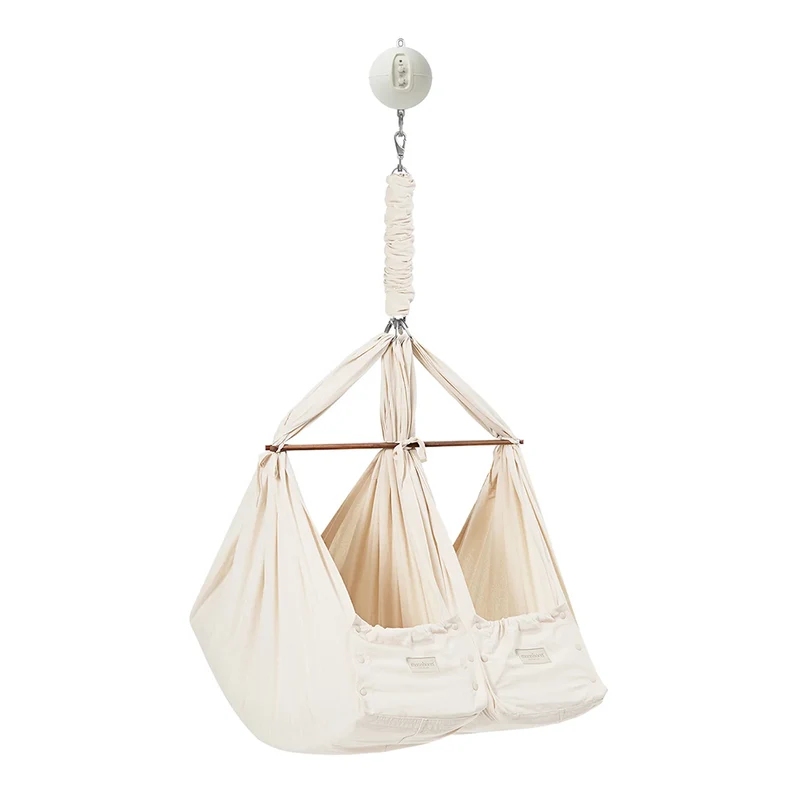 Moonboon Essential Bundle Connect Zwillings-Federwiege Weiss/Nature