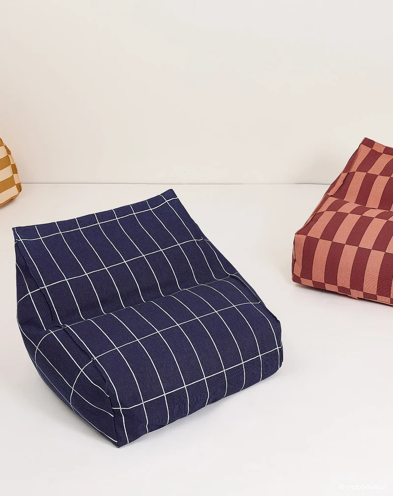 Sitzsack “Vibes Navy Blue Grid Vintage Effect"