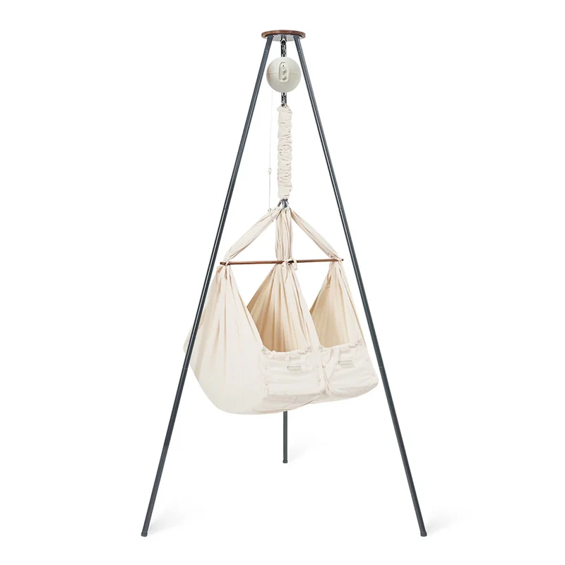 Moonboon Classic Bundle Connect Zwillings-Federwiege Dunkelgrau/Nature