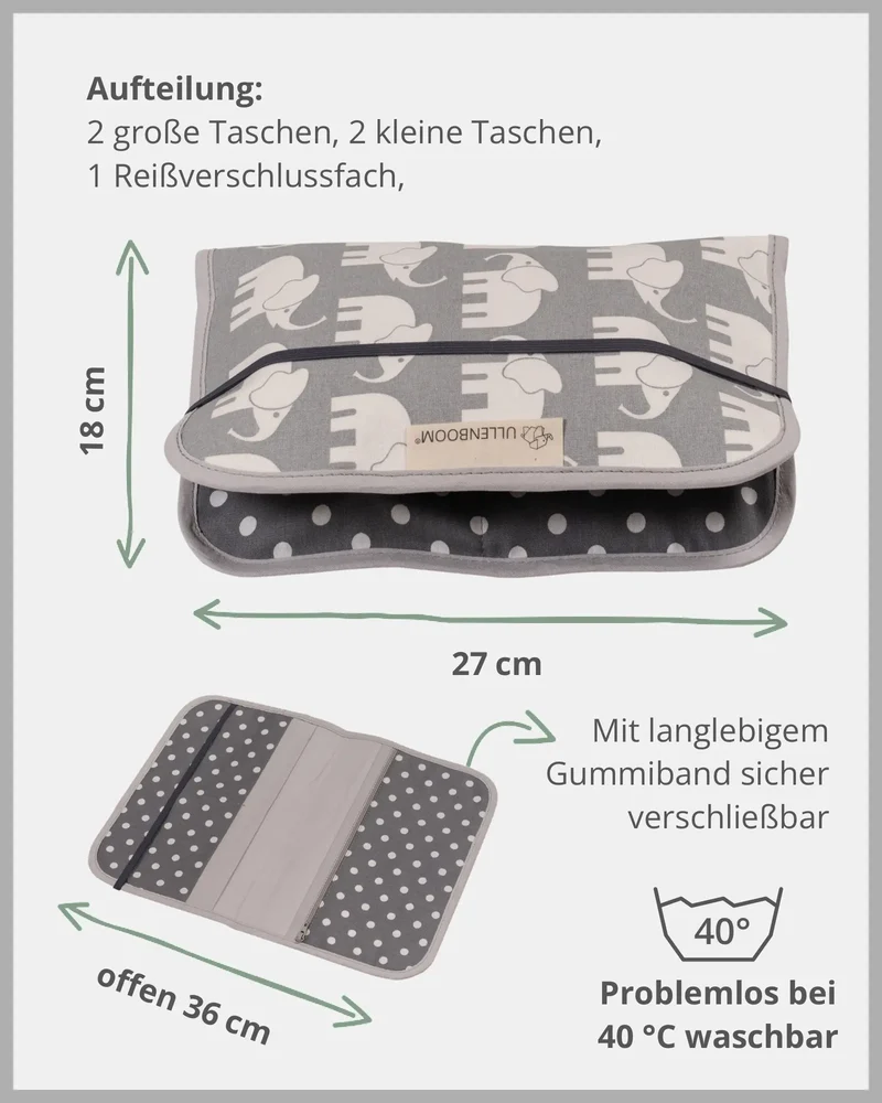 Windeltasche Grau Elefant