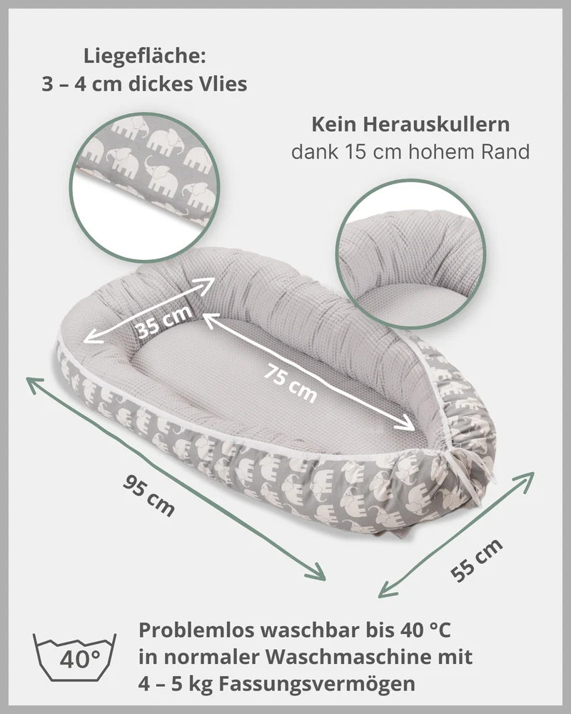 Babynest Grau Elefant