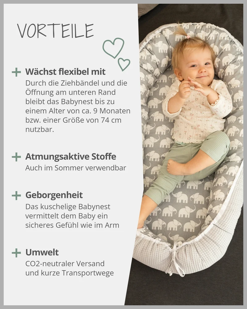 Babynest Grau Elefant