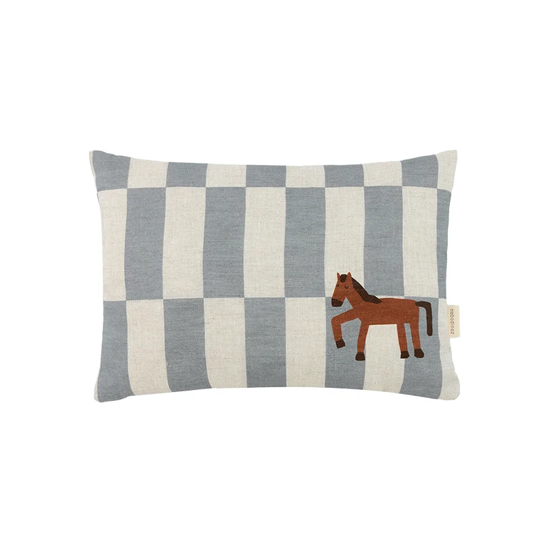 Nobodinoz Kissen aus Leinen 'Vibes' Blue Tile Horse