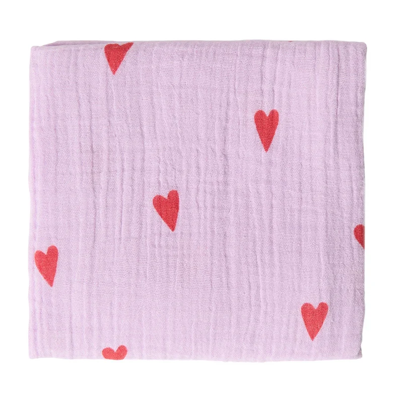 Studio Noos Swaddle 'Hearts' 120 x 120 cm Lilac
