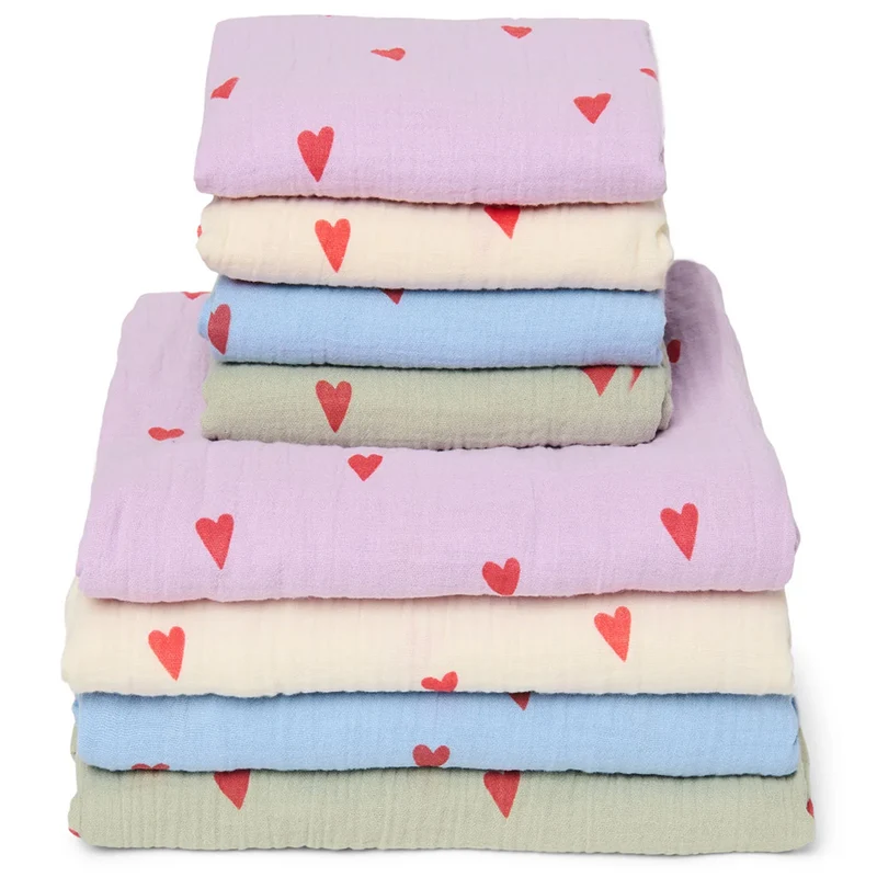 Studio Noos Swaddle 'Hearts' 120 x 120 cm Sage Green